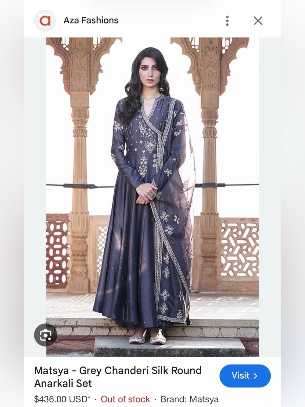 Matsya Mauve Chanderi Silk Round Anarkali Dress - Picture 2 of 10